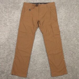 prAna Pants Mens 34x30 Brown Slim Fit Performance Hiking Cargo Lightweight EUC